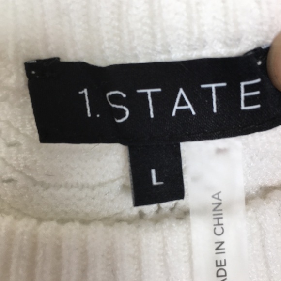 1. State Sweater Top Women’s Textured Pullover Grey White Green Striped Size L - Picture 6 of 14